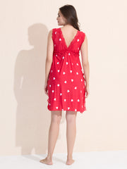 Women's Haart Print Baby Doll with Lace Details